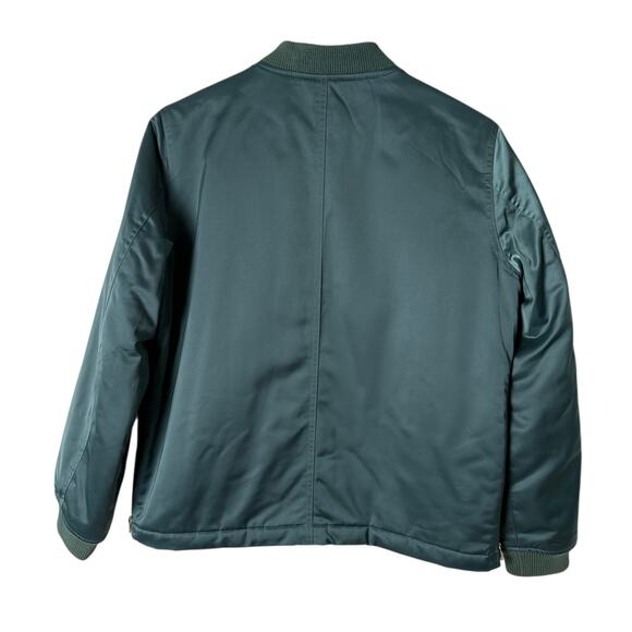 NWOT J.Crew‎ Green Bomber Jacket with Side Zips Quilted Lining, Size Small - Picture 14 of 16
